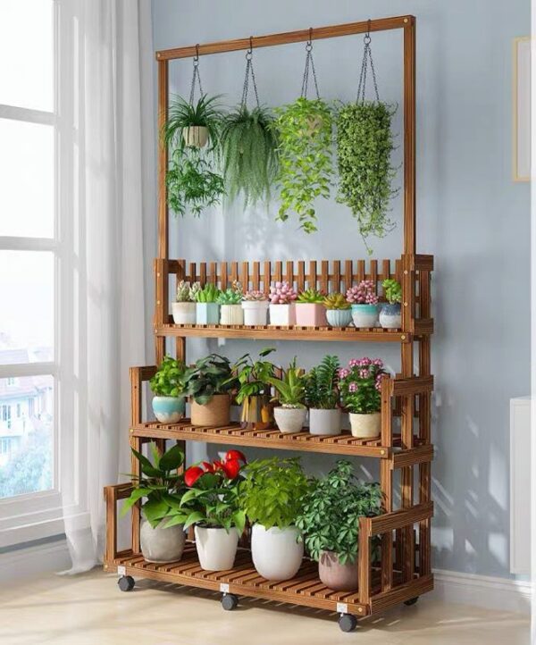 3 Plant Rack 3 Tier Wooden plant rack 186cm Tall – Decorloft